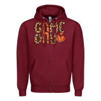 Burgundy game day basketball Zipper Hoodie - MaliasSmallBusiness