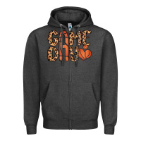Charcoal Heather game day basketball Zipper Hoodie - MaliasSmallBusiness