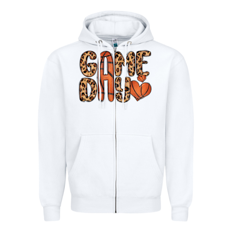 Game Day Basketball Zipper Hoodie by MaliasSmallBusiness | Teevron