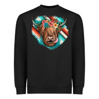 Black highland cow serape Heavyweight Sweatshirt - JahusDesignShop