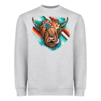 Heather Grey highland cow serape Heavyweight Sweatshirt - JahusDesignShop