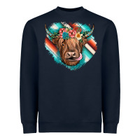 Navy highland cow serape Heavyweight Sweatshirt - JahusDesignShop