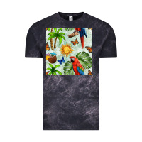Cloud Black parrot in the sun seamless pattern Vintage Tee - BundleAndBundleShop
