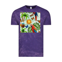 Cloud Purple parrot in the sun seamless pattern Vintage Tee - BundleAndBundleShop