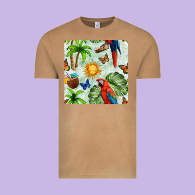 Parrot In The Sun Seamless Pattern Vintage Tee Designed By Bundleandbundleshop