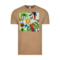 Vintage Coffee parrot in the sun seamless pattern Vintage Tee - BundleAndBundleShop
