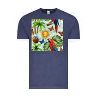 Vintage Denim parrot in the sun seamless pattern Vintage Tee - BundleAndBundleShop