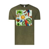Vintage Olive parrot in the sun seamless pattern Vintage Tee - BundleAndBundleShop