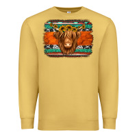 Antique Gold highland cow western background Premium Sweatshirt - Jasminsmagicworld