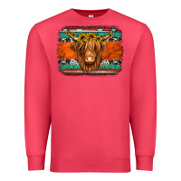 Cardinal highland cow western background Premium Sweatshirt - Jasminsmagicworld