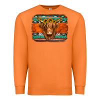 Carrot highland cow western background Premium Sweatshirt - Jasminsmagicworld
