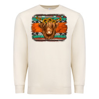 Sandshell highland cow western background Premium Sweatshirt - Jasminsmagicworld