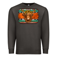 Smoke highland cow western background Premium Sweatshirt - Jasminsmagicworld