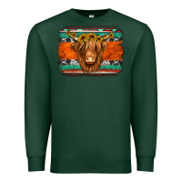Sports Green highland cow western background Premium Sweatshirt - Jasminsmagicworld