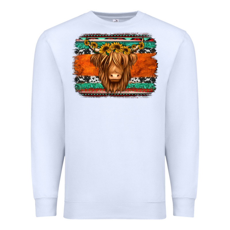 Highland Cow Western Background Premium Sweatshirt by Jasminsmagicworld | Teevron