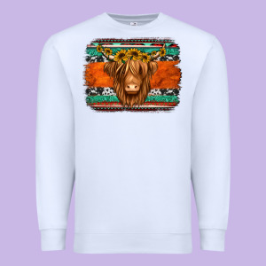 Highland Cow Western Background Premium Sweatshirt Designed By Jasminsmagicworld