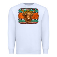 White highland cow western background Premium Sweatshirt - Jasminsmagicworld