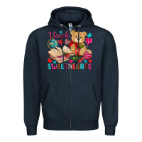 Navy i teach sweethearts Zipper Hoodie - NancyCooperArtShop