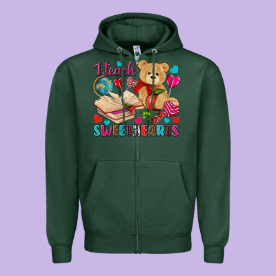 I Teach Sweethearts Zipper Hoodie Designed By Nancycooperartshop
