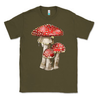 Army Green Autumn Mushroom Illustrations Classic Tee - LillyAllenDesigns