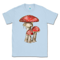 Dusty Blue Autumn Mushroom Illustrations Classic Tee - LillyAllenDesigns