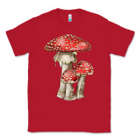 Red Autumn Mushroom Illustrations Classic Tee - LillyAllenDesigns