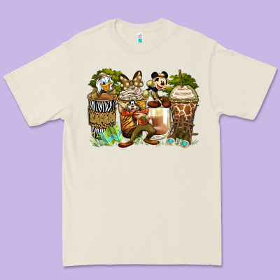 Safari Cartoon Characters Coffee Cups Premium Tee Designed By Zillion Design Studio