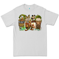 Dove Grey safari cartoon characters coffee cups Premium Tee - Zillion Design Studio