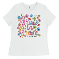 White grow in grace Ladies Tee - texasbilliewilder