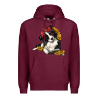 Burgundy border collie with bandanna Premium Hoodie - texasbilliewilder