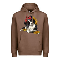 Chestnut border collie with bandanna Premium Hoodie - texasbilliewilder