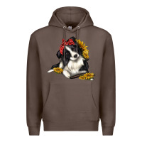 Coffee border collie with bandanna Premium Hoodie - texasbilliewilder