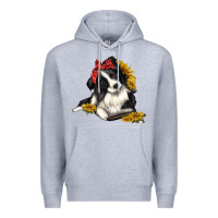 Heather Grey border collie with bandanna Premium Hoodie - texasbilliewilder