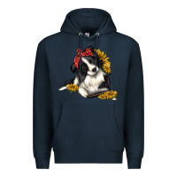Navy border collie with bandanna Premium Hoodie - texasbilliewilder