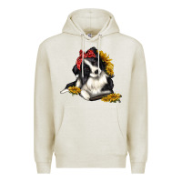 Oatmeal Heather border collie with bandanna Premium Hoodie - texasbilliewilder
