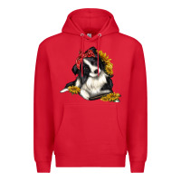 Red border collie with bandanna Premium Hoodie - texasbilliewilder