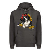 Smoke border collie with bandanna Premium Hoodie - texasbilliewilder
