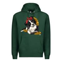 Sports Green border collie with bandanna Premium Hoodie - texasbilliewilder