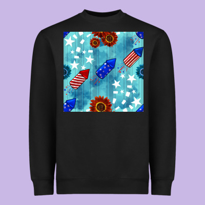 Patriotic Fireworks And Sunflower Heavyweight Sweatshirt Designed By Bundleandbundleshop