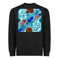 Black patriotic fireworks and sunflower Heavyweight Sweatshirt - BundleAndBundleShop