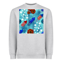 Heather Grey patriotic fireworks and sunflower Heavyweight Sweatshirt - BundleAndBundleShop