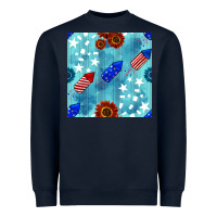 Navy patriotic fireworks and sunflower Heavyweight Sweatshirt - BundleAndBundleShop