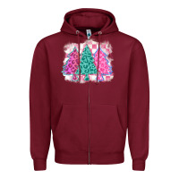 Burgundy christmas leopard trees Zipper Hoodie - MaliasSmallBusiness