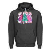 Charcoal Heather christmas leopard trees Zipper Hoodie - MaliasSmallBusiness