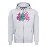 Heather Grey christmas leopard trees Zipper Hoodie - MaliasSmallBusiness