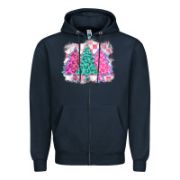 Navy christmas leopard trees Zipper Hoodie - MaliasSmallBusiness