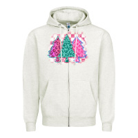 Oatmeal Heather christmas leopard trees Zipper Hoodie - MaliasSmallBusiness