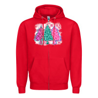 Red christmas leopard trees Zipper Hoodie - MaliasSmallBusiness