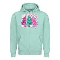 Seafoam christmas leopard trees Zipper Hoodie - MaliasSmallBusiness