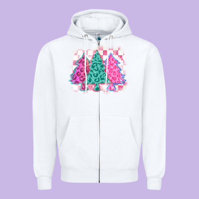 Christmas Leopard Trees Zipper Hoodie Designed By Maliassmallbusiness